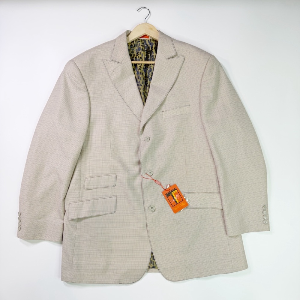 Vintage Men's 44R Mini Houndstooth 3-Button Business Formal Blazer Old Money NWT